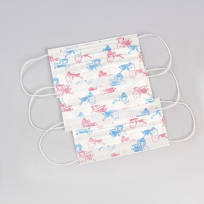 Маска однораз.нестер. 3-слойная на резинке с рисунком Premium (Фея) 50шт