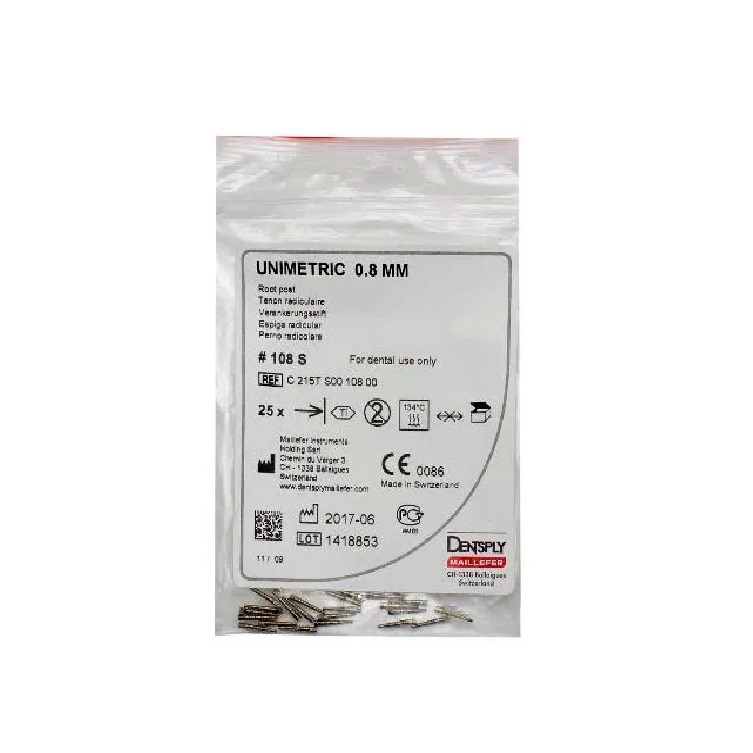 Штифты титановые Unimetric 108 S белые, 25 шт, 0.8 мм, C215TS0010800