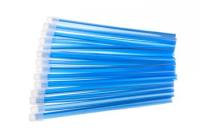 Слюноотсосы BLOSSOM  без фталатов,100 шт, 15 см (прозрачнo-голубые) несъемный колпачок