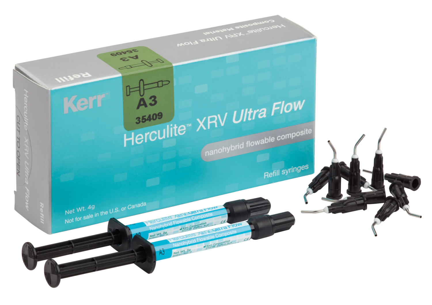 Herculite XRV Ultra Flow А3,5 в составе:шприц 2 шт,насадки для шприца 20 шт, инструкция 35410