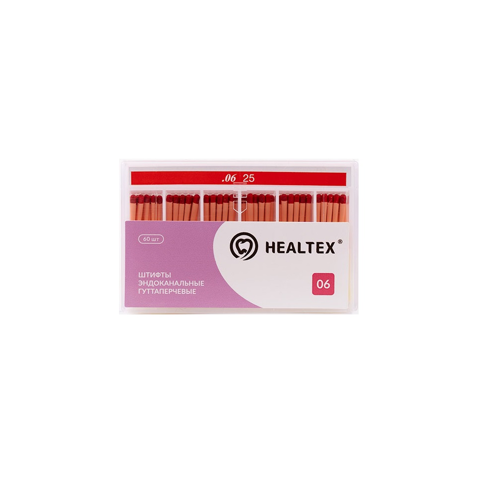 Штифты гуттаперчевые Healtex конусность 06 размер 25 60шт GMM 25/6