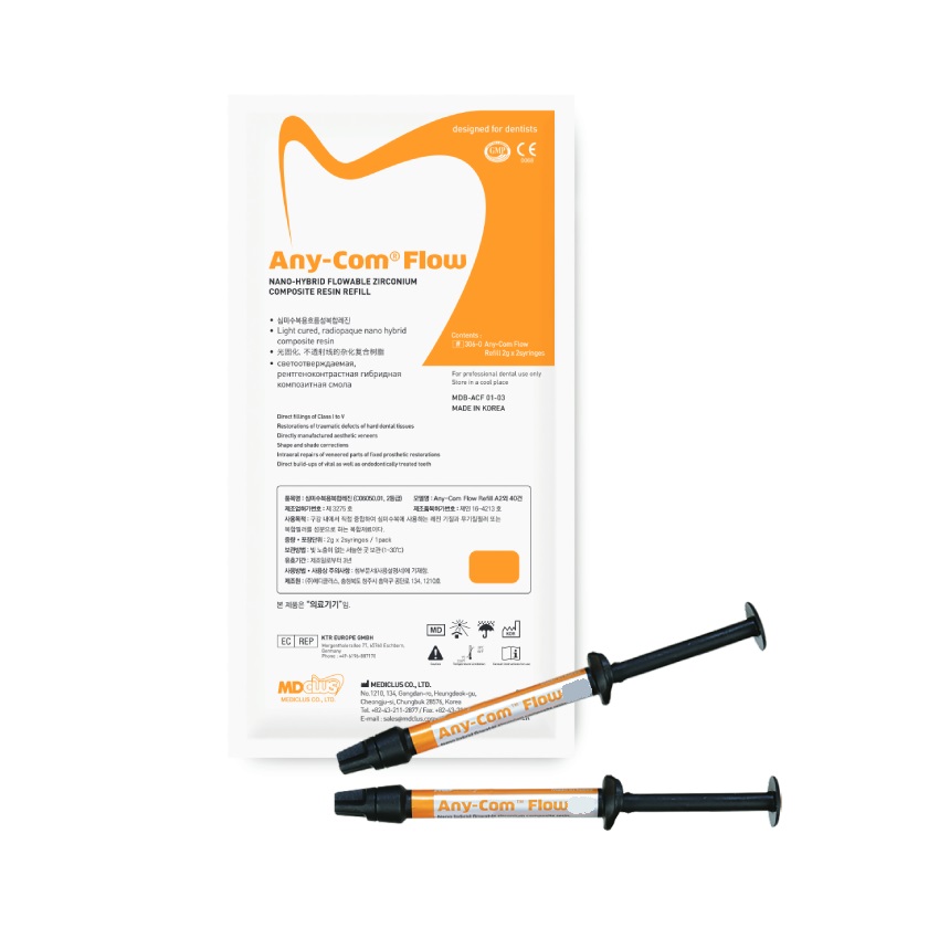 Any-Com Flow Refill / Эни-Ком Флоу Рефилл - текучий наногибридный композит А3 (2 шпр.*2г) MEDICLUS
