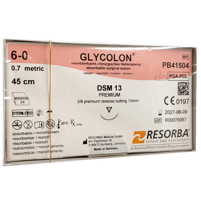 Шовный материал Гликолон / GLYCOLON неокрашенный DSM 13, 3/8, 6-0 USP, 45 см, PB41504 (1 шт.)