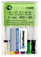 К-файлы 31 мм № 45-80 - эндодонтические файлы (6 шт), "Mani" 0324016М