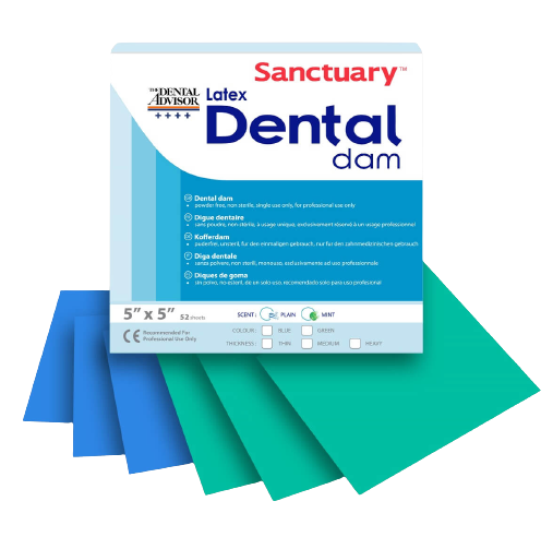Коффердам латексный плотный, синий, без запаха 0,22мм 152м*152мм/(36шт.уп.) Dental Dams