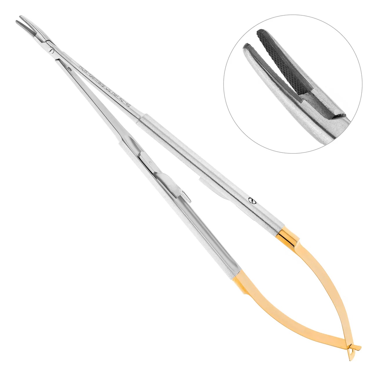 40-46 Иглодержатель Micro-Nadelhalter TC, изогнутый, 18 см HLW