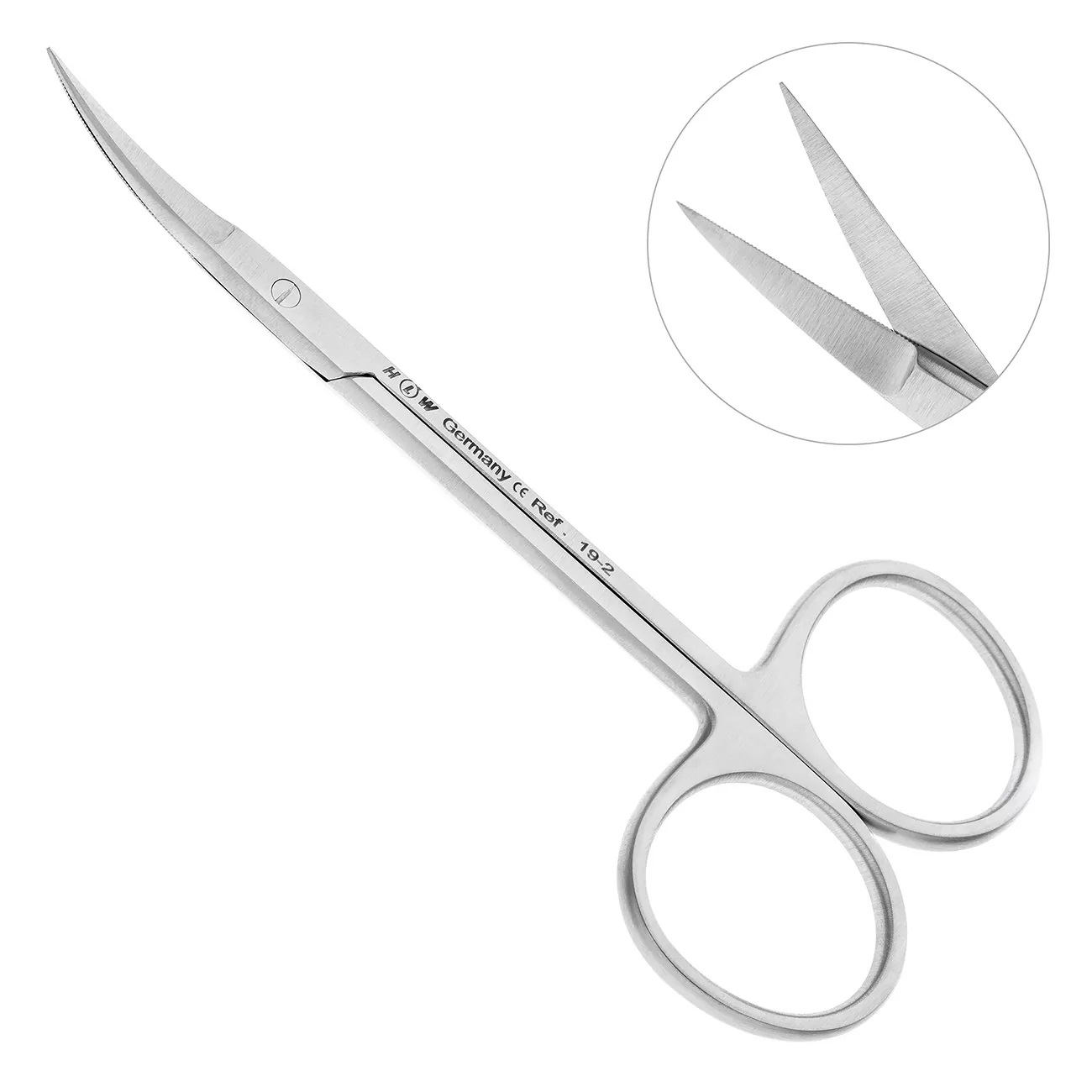 19-2 Ножницы хирургические Iris, изогнутые, 11.5 см HLW