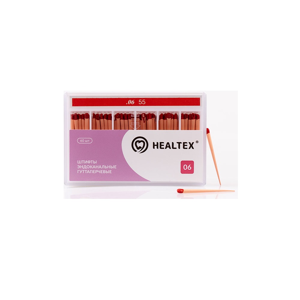 Штифты гуттаперчевые Healtex конусность 06 размер 55 60шт GST 55/6