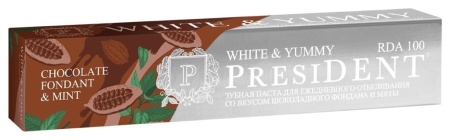 Зубная паста PRESIDENT   white Yummy шоколадный фондан с мятой 75мл 1108499