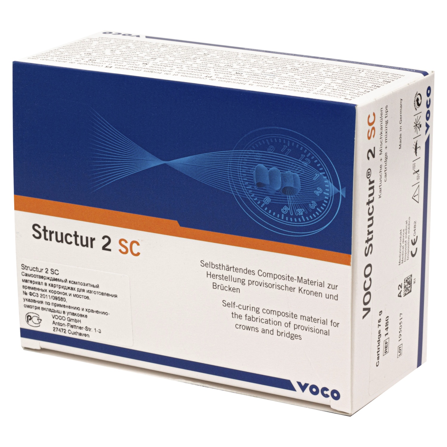 Структур 2 СЦ / Structur 2 SC картридж A2 75гр, материал для коронок и мостов 1480