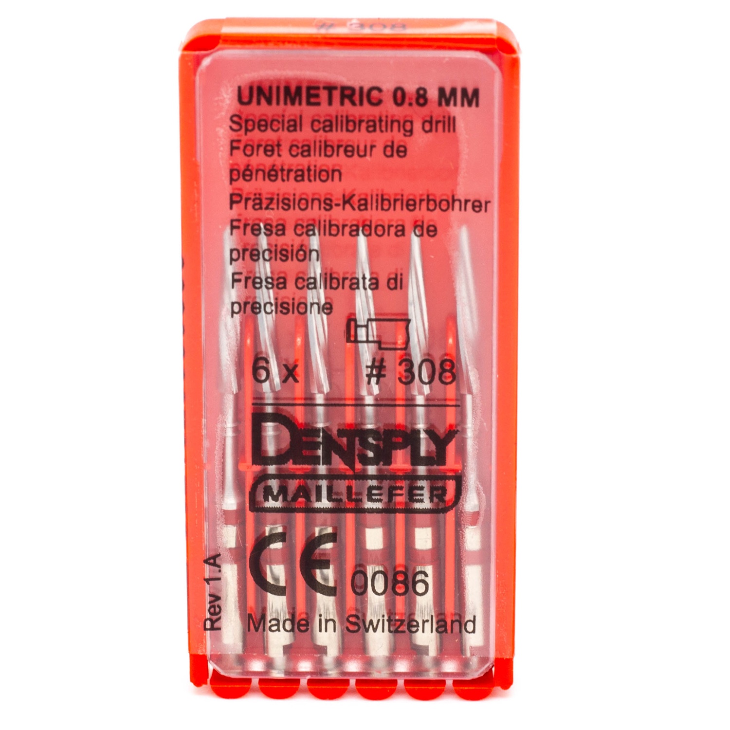 Юниметрик / UNIMETRIC 308 калибровочный дриль, 6шт, красный C021320030800