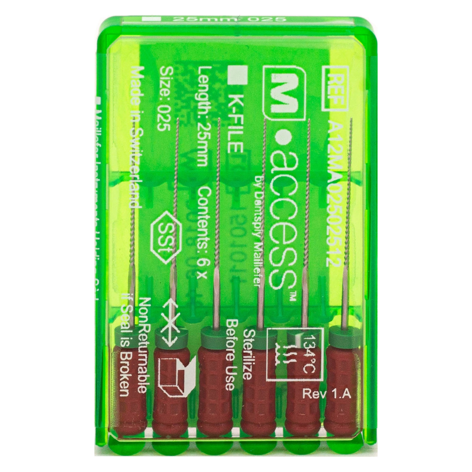 К-файлы M-ACCESS 025/25 мм 6 шт Maillefer A12MA02502512