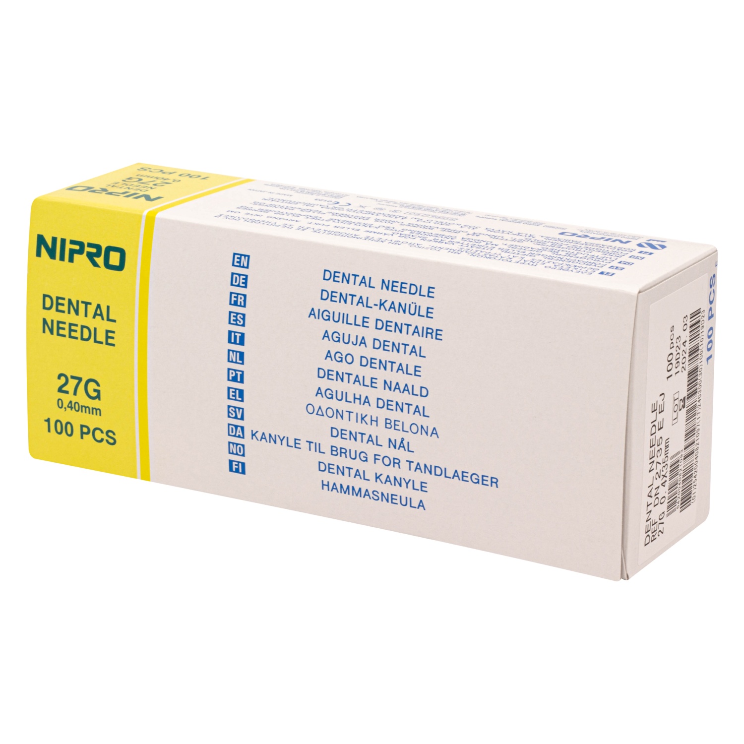 Иглы карпульные / Nipro 27G 0,4 мм 35 мм евро, Япония(100шт.) 