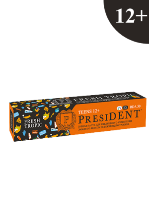 Детская зубная паста PRESIDENT 12+ Fresh tropic 50 RDA 70 г 18031