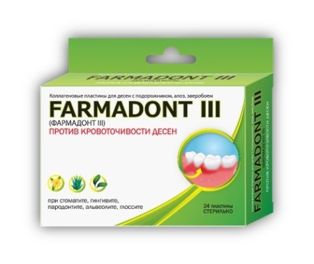 Коллаген. пластины д/десен с алоэ  FARMADONT III против кров десен № 24 61097