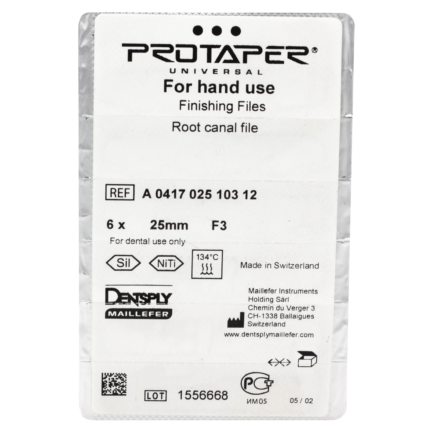 ПроТейпер/ProTaper 25мм. F3 ручные 6шт. Maillefer A041702510312