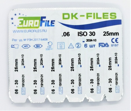 DK-Files 25 мм 04-25 машин. никель-титан 6 шт Eurofile